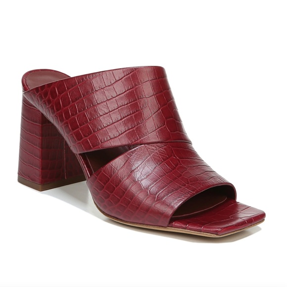 Vince Shoes - Vince Nelda Cutout Croc Leather Mules in Chianti